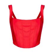 Pinko Axelbandslös Viskos Bustier Topp Red, Dam