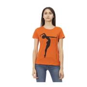 Trussardi Casual T-shirt med rund hals Orange, Dam