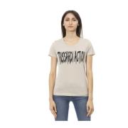 Trussardi Kortärmad V-ringad T-shirt Beige, Dam