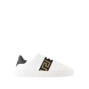 Versace Svarta canvas sneakers med nitar White, Herr