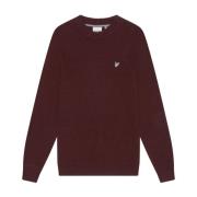 Lyle & Scott Stickad Lamull Rund Hals Tröja Red, Herr