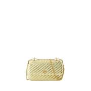 Tory Burch Mini Flap Axelväska i Guld Yellow, Dam