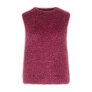 Ottod'Ame Mohair Gilet med Lurex Detaljer Red, Dam