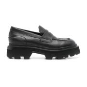 Santoni Svarta loafers i kalvskinn Black, Dam