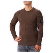 Stone Island Räfflad ulltröja valnötbrun Brown, Herr