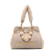 Balmain Mjuk Plysch Toteväska Beige, Dam