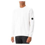 C.p. Company Vit Chenille Bomull Gaze Crewneck Sweater White, Herr