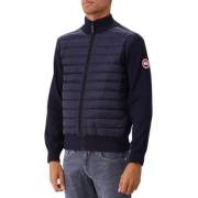 Canada Goose Marinblå Stickad Jacka med Polyamid Foder Blue, Herr