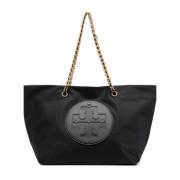 Tory Burch Flätad Kedja Nylon Axelväska Black, Dam