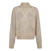 Brunello Cucinelli Nude & Neutrals Paljett Sweater Aw24 Beige, Dam