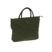 Prada Vintage Pre-owned Nylon handvskor Green, Dam