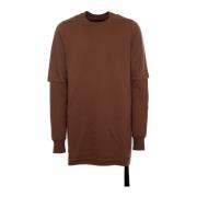 Rick Owens Oversized Sweatshirt med fastsydd T-shirt Brown, Herr