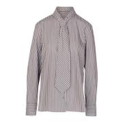 Ottod'Ame Poplin skjorta med slips, kontorslook Gray, Dam