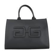 Gaëlle Paris Svart Shopper Väska med Gyllene Dragkedja Black, Dam