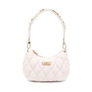 Elisabetta Franchi Kräm Vit Diamantquiltad Axelväska Beige, Dam