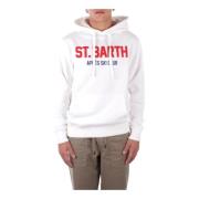 Saint Barth Logo Front Pocket Hoodie Sweaters White, Herr