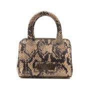 Pompei Donatella Python Print Läder Mini Handväska Brown, Dam