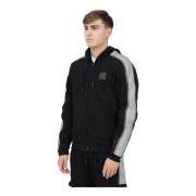 Emporio Armani EA7 Svart Zip-tröja med Sportiga Detaljer Black, Herr