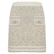 Blugirl Boucle' lurex minikjol med strass Beige, Dam