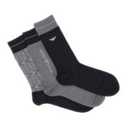 Emporio Armani Logosockar Set, Grå och Svart Gray, Herr