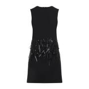 Valentino Svart Ull Siden Klänning Elegant Stil Black, Dam