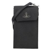 Vivienne Westwood Svart lädertelefontaske med Orb-emblem Black, Dam