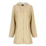 Rains Beige regnrock med huva och fickor Beige, Dam