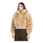 Tommy Jeans Beige Shearling Pälsjacka Dam Höst Vinter Yellow, Dam