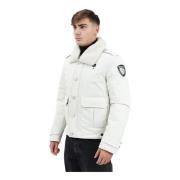 Blauer Vit Pufferjacka Urban Stil White, Herr