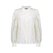 Geisha Romantisk Chenille Broderi Blus White, Dam