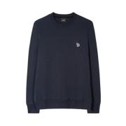 PS By Paul Smith Handgjord Bomull Logo Patch Sweatshirt Blue, Herr