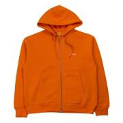 Dime Mtl Orange Hoodie med Dragkedja och Kursivt Logotyp Orange, Herr