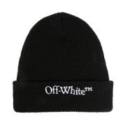 Off White Svart Vit Ullstickad Mössa Black, Herr