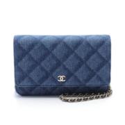 Chanel Vintage Pre-owned Tyg chanel-vskor Blue, Dam