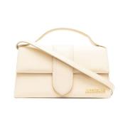 Jacquemus Ivory Läder Toteväska med Magnetisk Stängning Beige, Dam