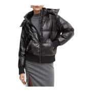 Guess Metallic Hoodie Puffer Jacka Black, Dam