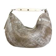 Borbonese Studded Hobo Väska med Havsinpiration Gray, Dam