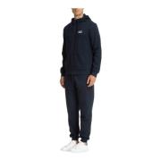 Emporio Armani EA7 Bomull Sportig Huva Tracksuit Joggers Blue, Herr