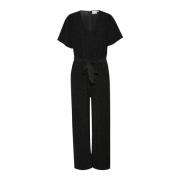 Saint Tropez Svart Glitter Jumpsuit med Breda ärmar Black, Dam