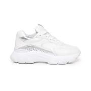 Hogan Vita lädersneakers med metallisk finish White, Dam