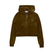 Juicy Couture Velourhoodie med kristallutsmyckningar Green, Dam