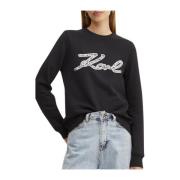 Karl Lagerfeld Punkt boucle signatur sweat 246w1812 Black, Dam