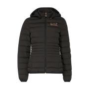 Emporio Armani EA7 Svart Bomberjacka med Logohuva Black, Dam