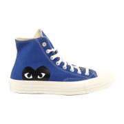 Comme des Garçons Canvas Sneakers med Sidologga Blue, Herr