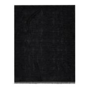 Emporio Armani Svart Jacquard Sidenscarf Black, Dam