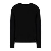 Armani Exchange Svart Ekologisk Ribbstickad Crewneck Tröja Black, Herr