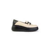 Wonders Svarta Penny Loafer Platform Skor Beige, Dam