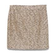 Alessandra Rich Svart Guld Tweed Mini Kjol Yellow, Dam