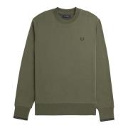 Fred Perry Lagerkrans Crew Neck Sweatshirt Green, Herr