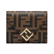 Fendi Stilfullt Läderplånbok med FF-Print Brown, Dam